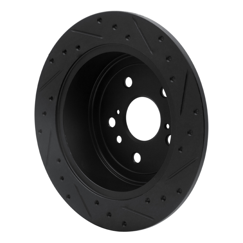 Toyota Venza Brake Rotor (1) - Rear Left - R1 Concepts - Drilled & Slotted - Black - `09-`15